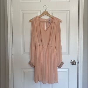 Long sleeve blush formal dress